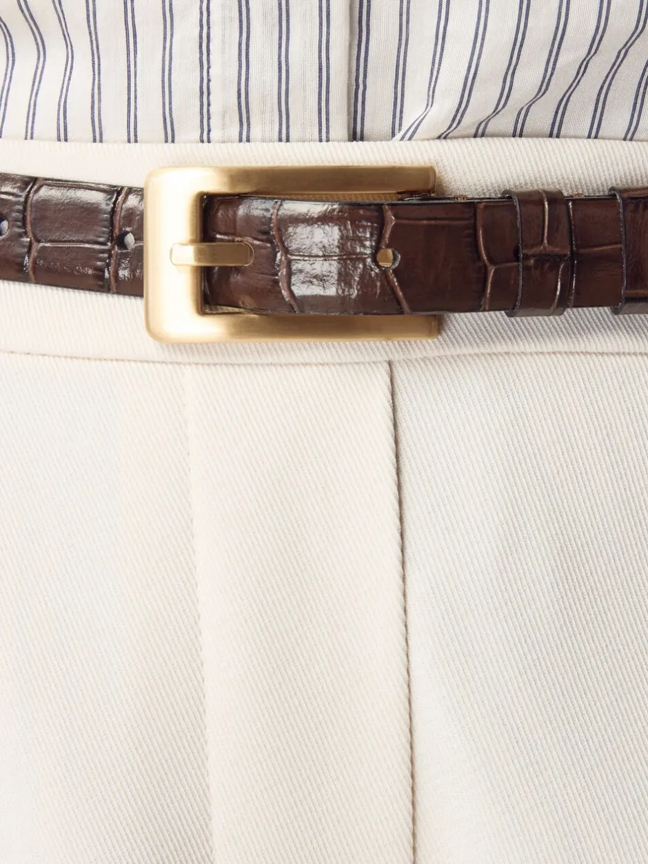 Ceintuurs|Next Chocoladebruin - N. Premium riem van Italiaans leer met krokodilleneffect-look