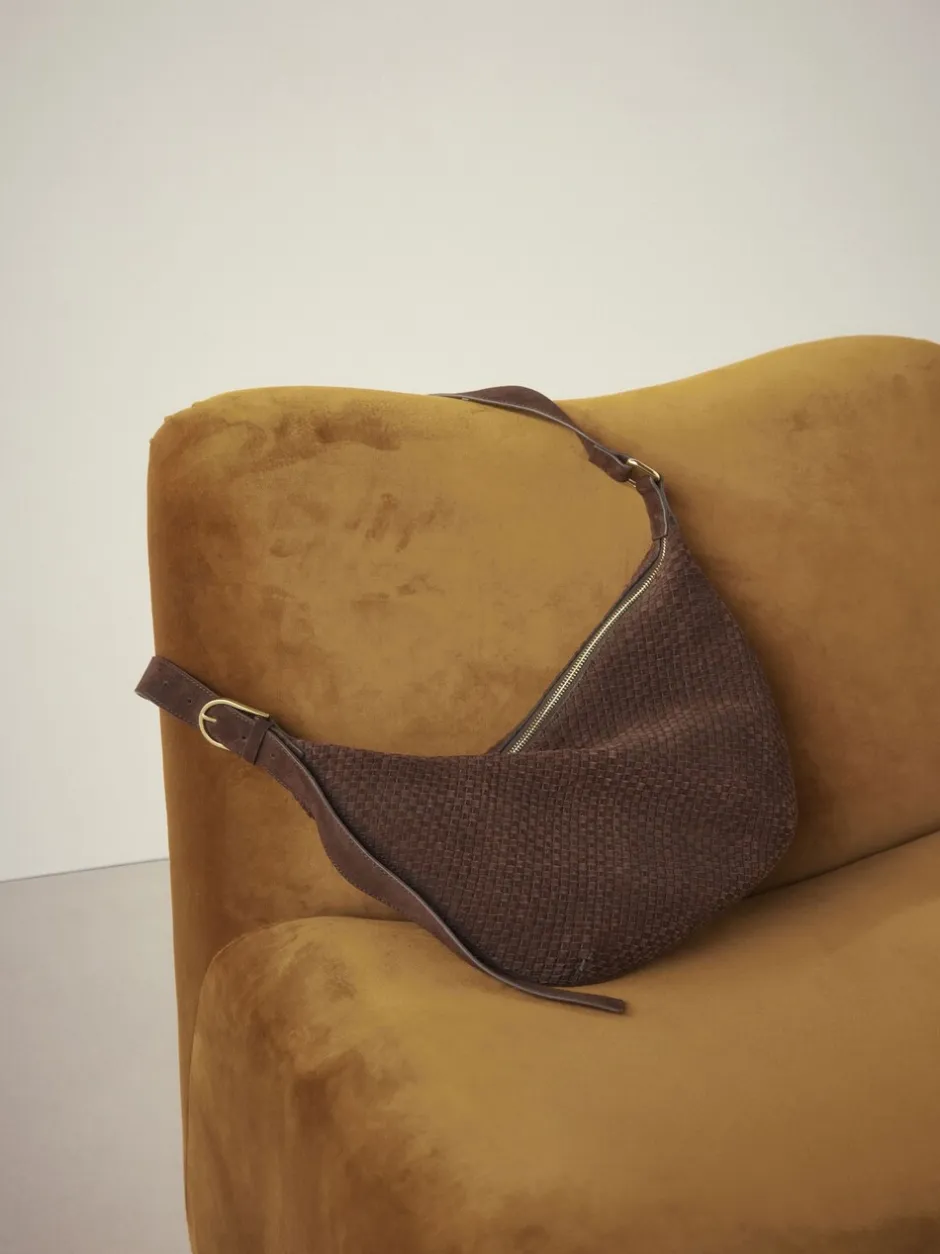Tassen En Portemonnees*Next Chocoladebruin - N. Premium Suede Sling Weave Schoudertas