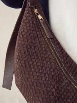 Tassen En Portemonnees*Next Chocoladebruin - N. Premium Suede Sling Weave Schoudertas