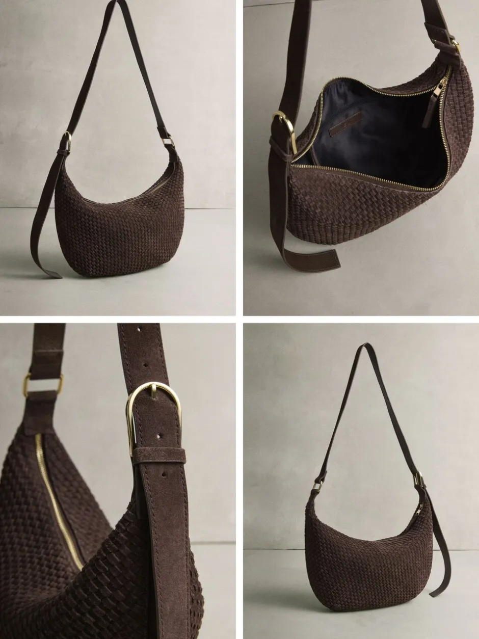 Tassen En Portemonnees*Next Chocoladebruin - N. Premium Suede Sling Weave Schoudertas