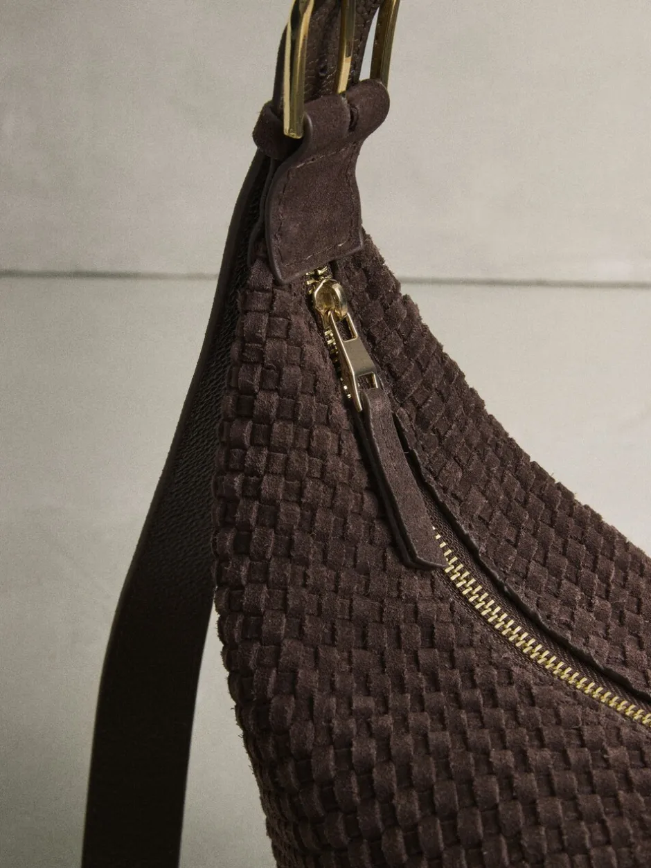 Tassen En Portemonnees*Next Chocoladebruin - N. Premium Suede Sling Weave Schoudertas