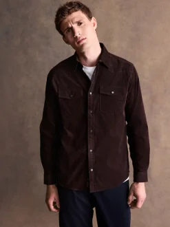 Shirts|Next - Overhemd in westernstijl met lange mouwen van corduroy Chocoladebruin