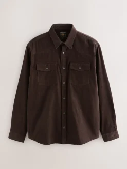 Shirts|Next - Overhemd in westernstijl met lange mouwen van corduroy Chocoladebruin