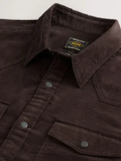 Shirts|Next - Overhemd in westernstijl met lange mouwen van corduroy Chocoladebruin