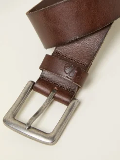 Riemen En Bretels|Fat Face - Plain Leather Belt Chocoladebruin