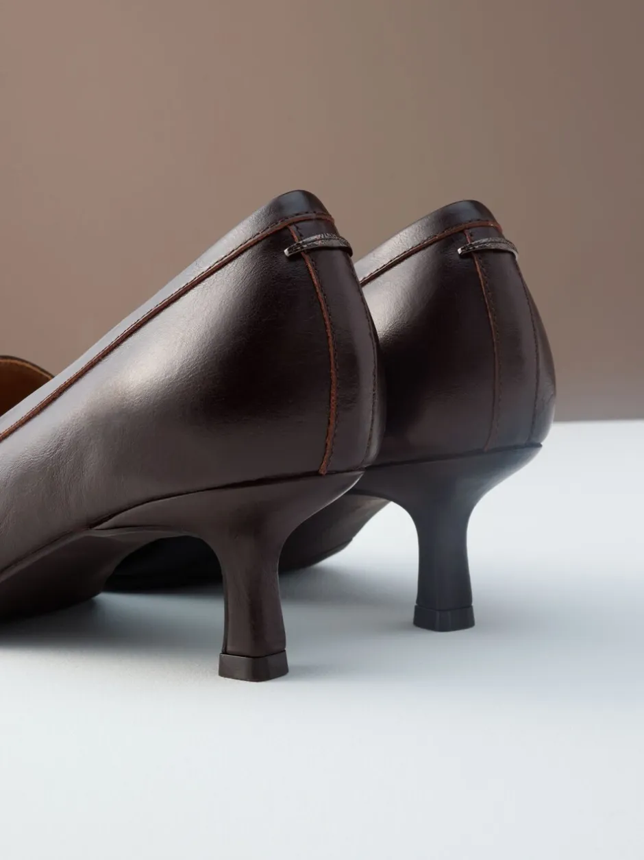 Ruimvallend En Extraruimvallend|Schoenen Met Hakken*Next - Premium Leather With Motionflex Point Toe Tassel Heels Loafers Chocoladebruin