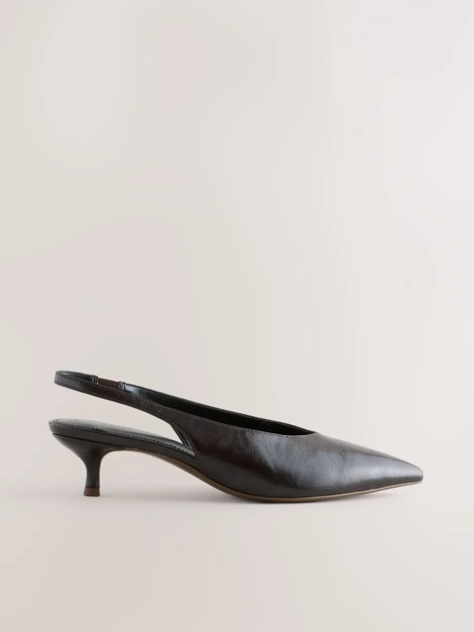 Schoenen Met Hakken*Next - Punt Toe Lage Slingback Naaldhak Schoenen Chocoladebruin
