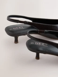 Schoenen Met Hakken*Next - Punt Toe Lage Slingback Naaldhak Schoenen Chocoladebruin
