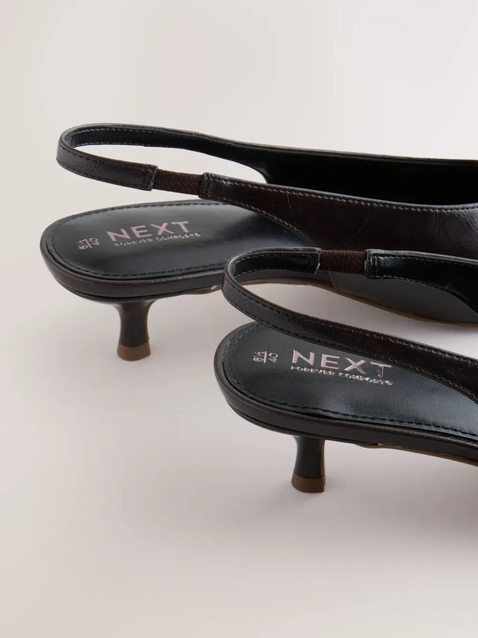 Schoenen Met Hakken*Next - Punt Toe Lage Slingback Naaldhak Schoenen Chocoladebruin