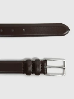 Riemen En Bretels*Reiss - - Dante - Gladde leren riem Chocoladebruin