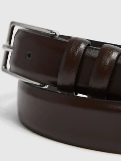 Riemen En Bretels*Reiss - - Dante - Gladde leren riem Chocoladebruin