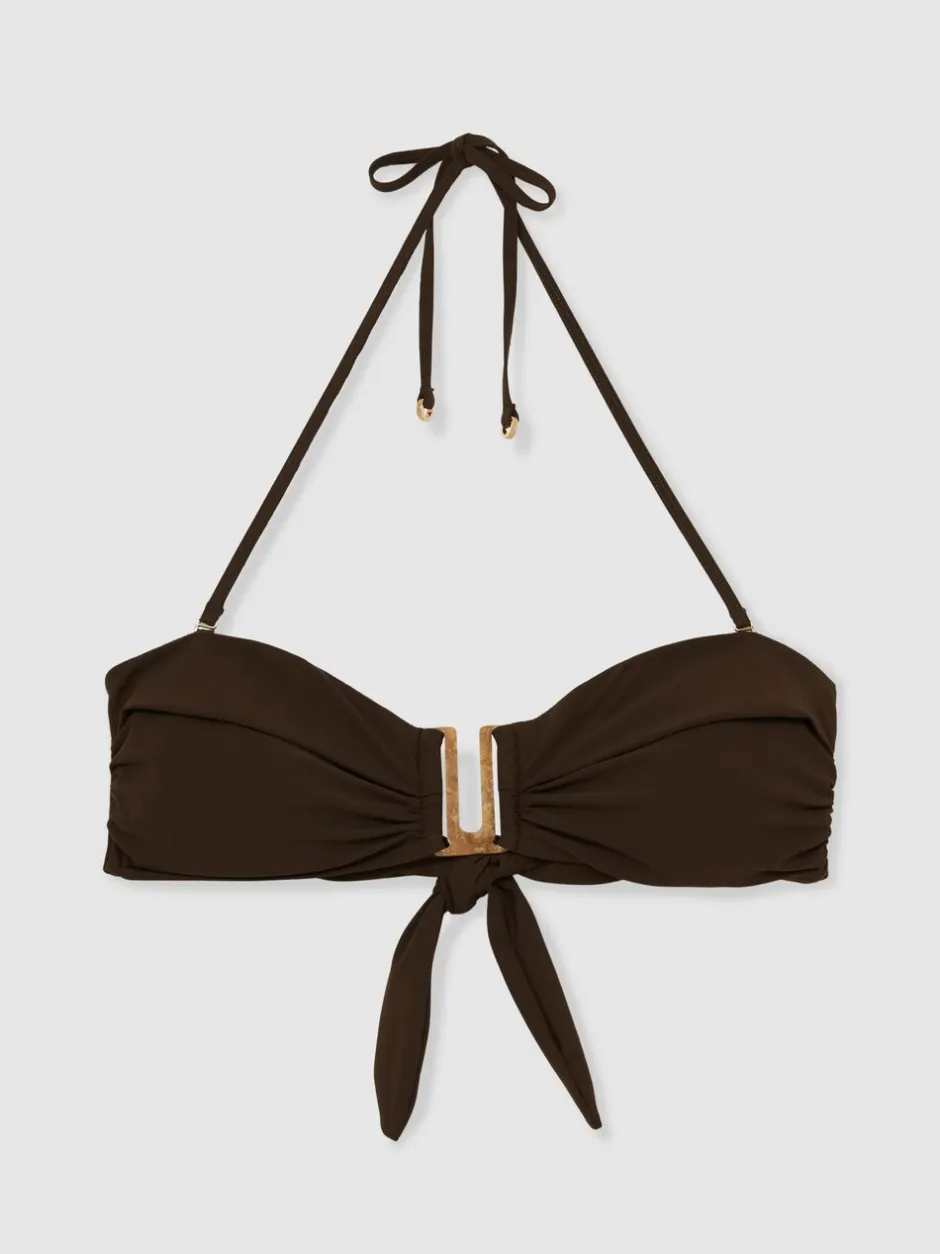 Badkleding|Reiss - Carina Removable-Strap Bandeau Bikini Top Chocoladebruin