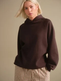 Hoody's En Sweatshirts|Next - Relaxte pasvorm zware lange hoodie Chocoladebruin