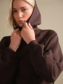 Hoody's En Sweatshirts|Next - Relaxte pasvorm zware lange hoodie Chocoladebruin