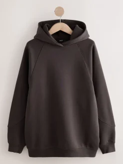 Hoody's En Sweatshirts|Next - Relaxte pasvorm zware lange hoodie Chocoladebruin