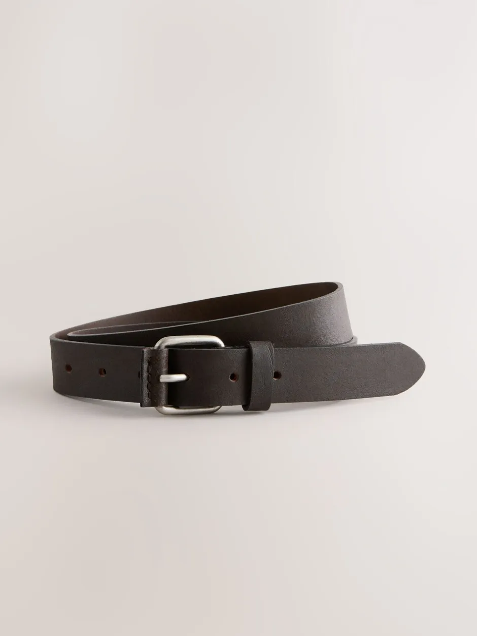 Riemen En Bretels*Next - Roller Tab Casual Leather Belt Chocoladebruin