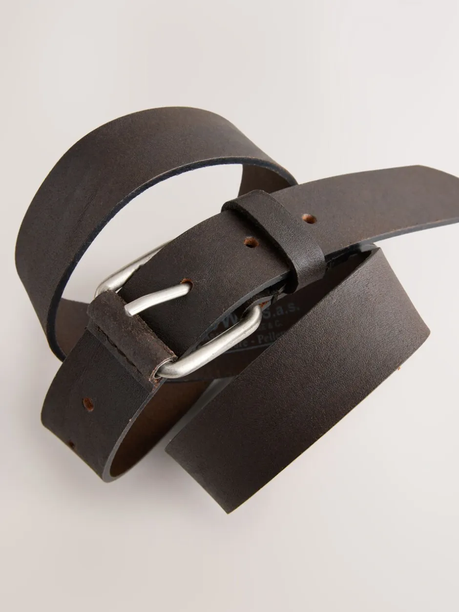 Riemen En Bretels*Next - Roller Tab Casual Leather Belt Chocoladebruin