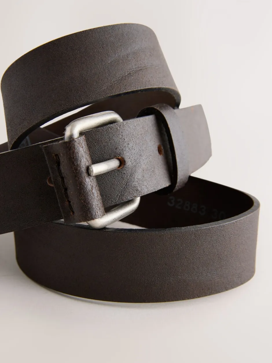 Riemen En Bretels*Next - Roller Tab Casual Leather Belt Chocoladebruin