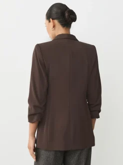 Kostuums En Werkkleding*Next Chocoladebruin - Ruimvallend blazer met gerimpelde mouwen