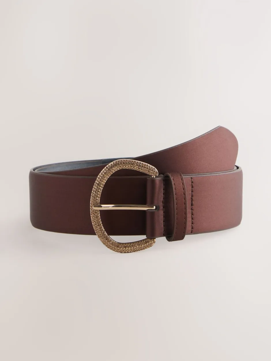 Ceintuurs*Next - Satin Belt with Diamante Buckle Chocoladebruin