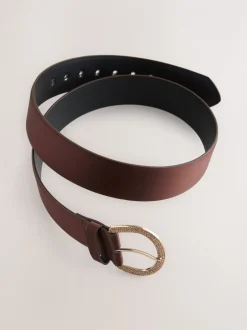 Ceintuurs*Next - Satin Belt with Diamante Buckle Chocoladebruin