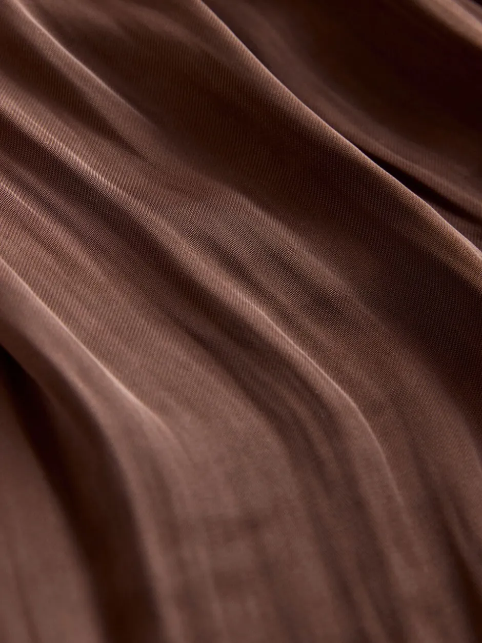 Rokken*Next - Satin Pleated Maxi Skirt Chocoladebruin