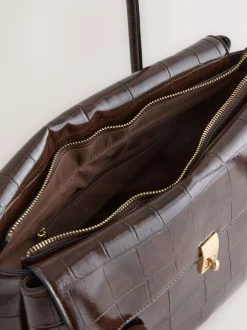 Tassen En Portemonnees*Next - Schoudertas met krokodillenleereffect Chocoladebruin