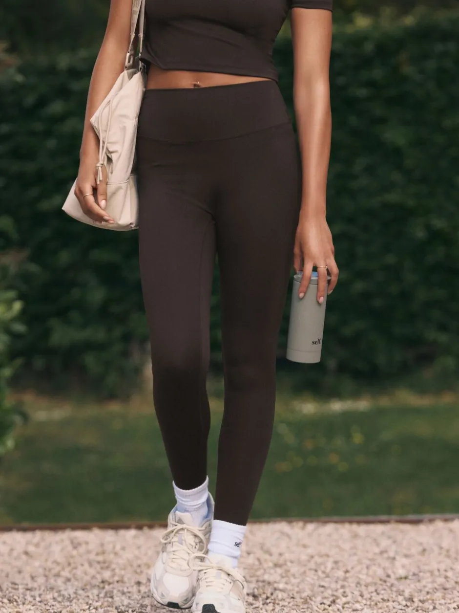 Loungewear|Sportkleding|self. Chocoladebruin - Legging met hoge taille