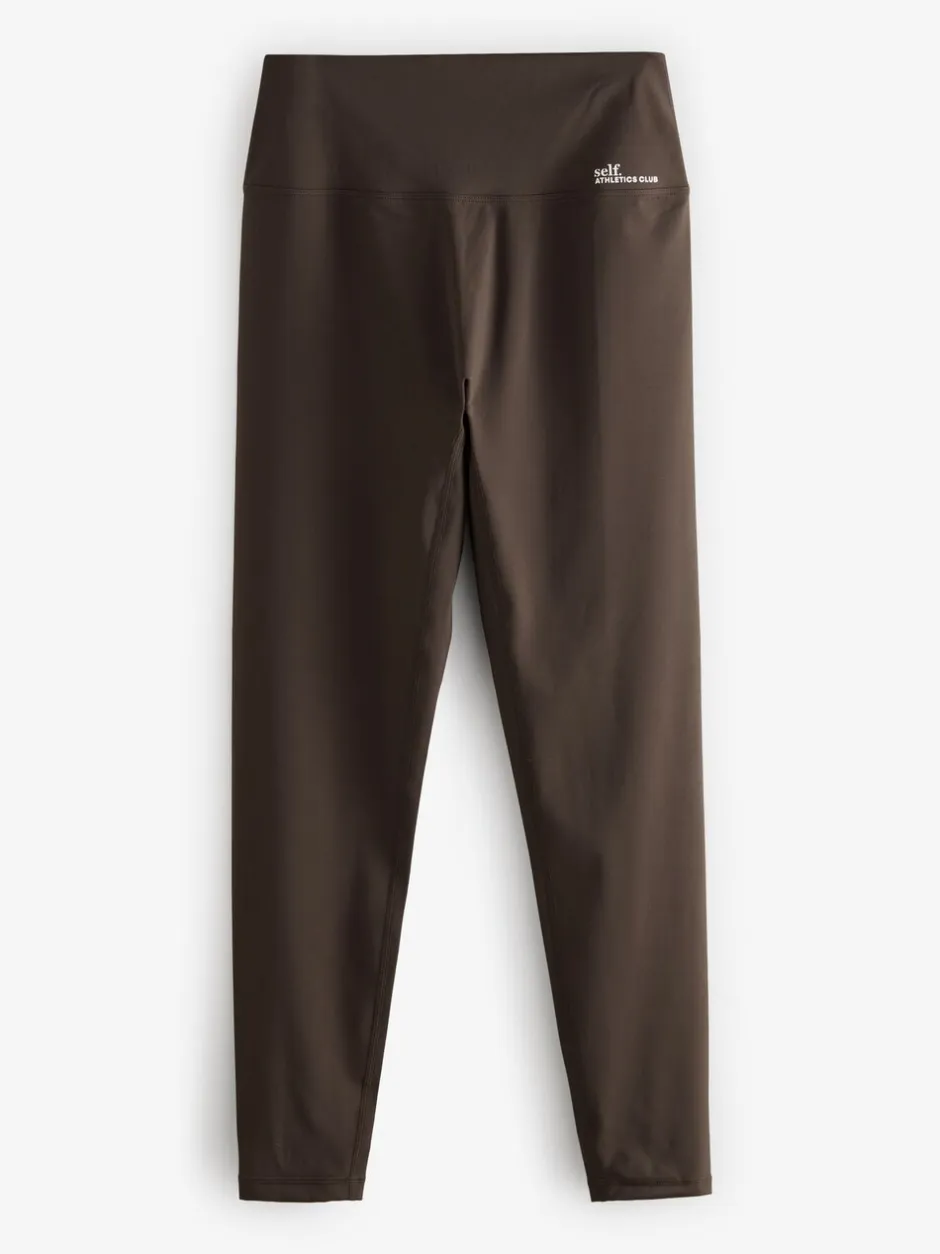Loungewear|Sportkleding|self. Chocoladebruin - Legging met hoge taille