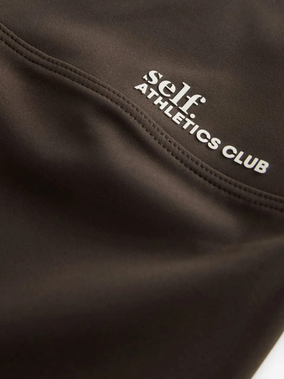 Loungewear|Sportkleding|self. Chocoladebruin - Legging met hoge taille