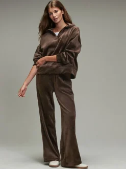 Leggings En Joggingbroeken|Next - Soft Feel Cord Wide Leg Trousers Chocoladebruin