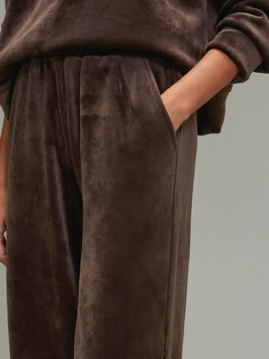 Leggings En Joggingbroeken|Next - Soft Feel Cord Wide Leg Trousers Chocoladebruin