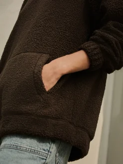 Hoody's En Sweatshirts|Next - Soft Teddy Borg Longsleeve Hoodie Chocoladebruin