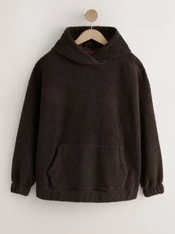 Hoody's En Sweatshirts|Next - Soft Teddy Borg Longsleeve Hoodie Chocoladebruin