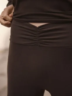 Loungewear|Leggings En Joggingbroeken|Next - Soft Touch Rib Ruched Flare Leggings Chocoladebruin