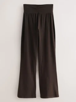 Loungewear|Leggings En Joggingbroeken|Next - Soft Touch Rib Ruched Flare Leggings Chocoladebruin