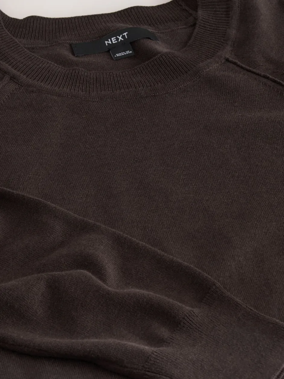 Gebreide Kleding|Next Chocoladebruin - Soft Touch Ronde hals Katoen Rijke Trui