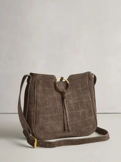 Tassen En Portemonnees*Next Chocoladebruin - Suede Croc Messenger Cross-Body Bag