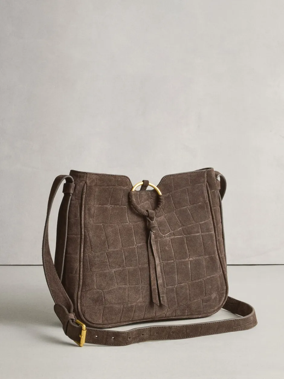 Tassen En Portemonnees*Next Chocoladebruin - Suede Croc Messenger Cross-Body Bag