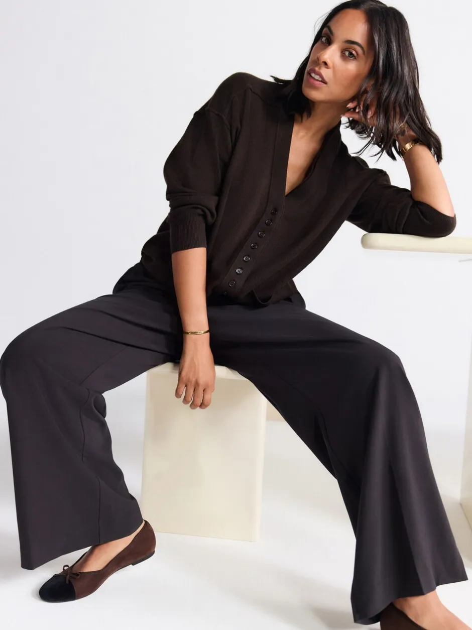 Gebreide Kleding|Next Chocoladebruin - Superzacht V-hals vest met zakken