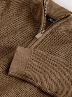 Truien En Breisels*Next - Textured Knitted Zip Neck Jumper (3-16yrs) Chocoladebruin