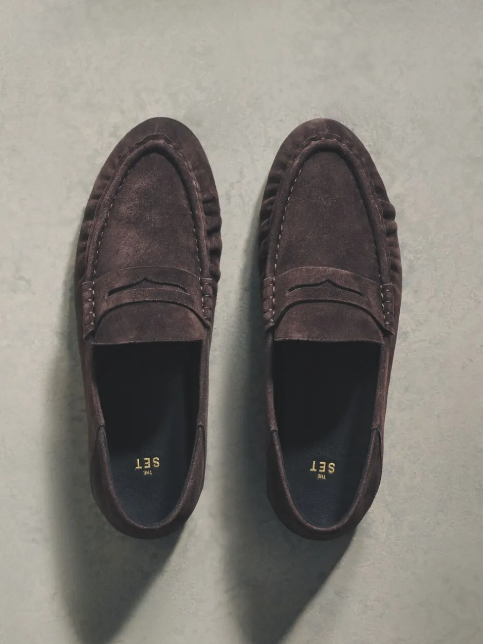 Lage Schoenen*The Set - Premium Suede Loafers Chocoladebruin