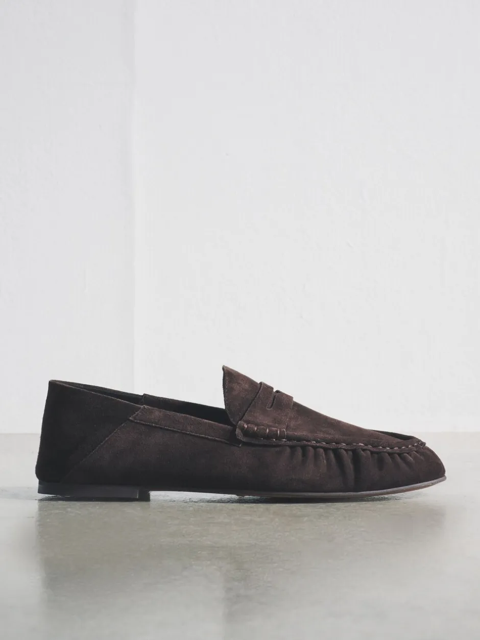 Lage Schoenen*The Set - Premium Suede Loafers Chocoladebruin