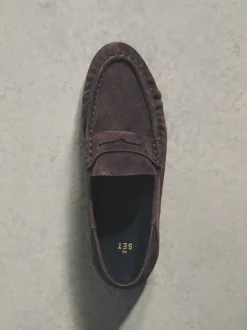 Lage Schoenen*The Set - Premium Suede Loafers Chocoladebruin