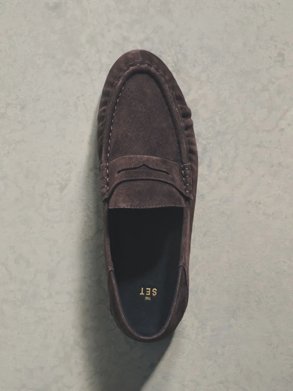 Lage Schoenen*The Set - Premium Suede Loafers Chocoladebruin
