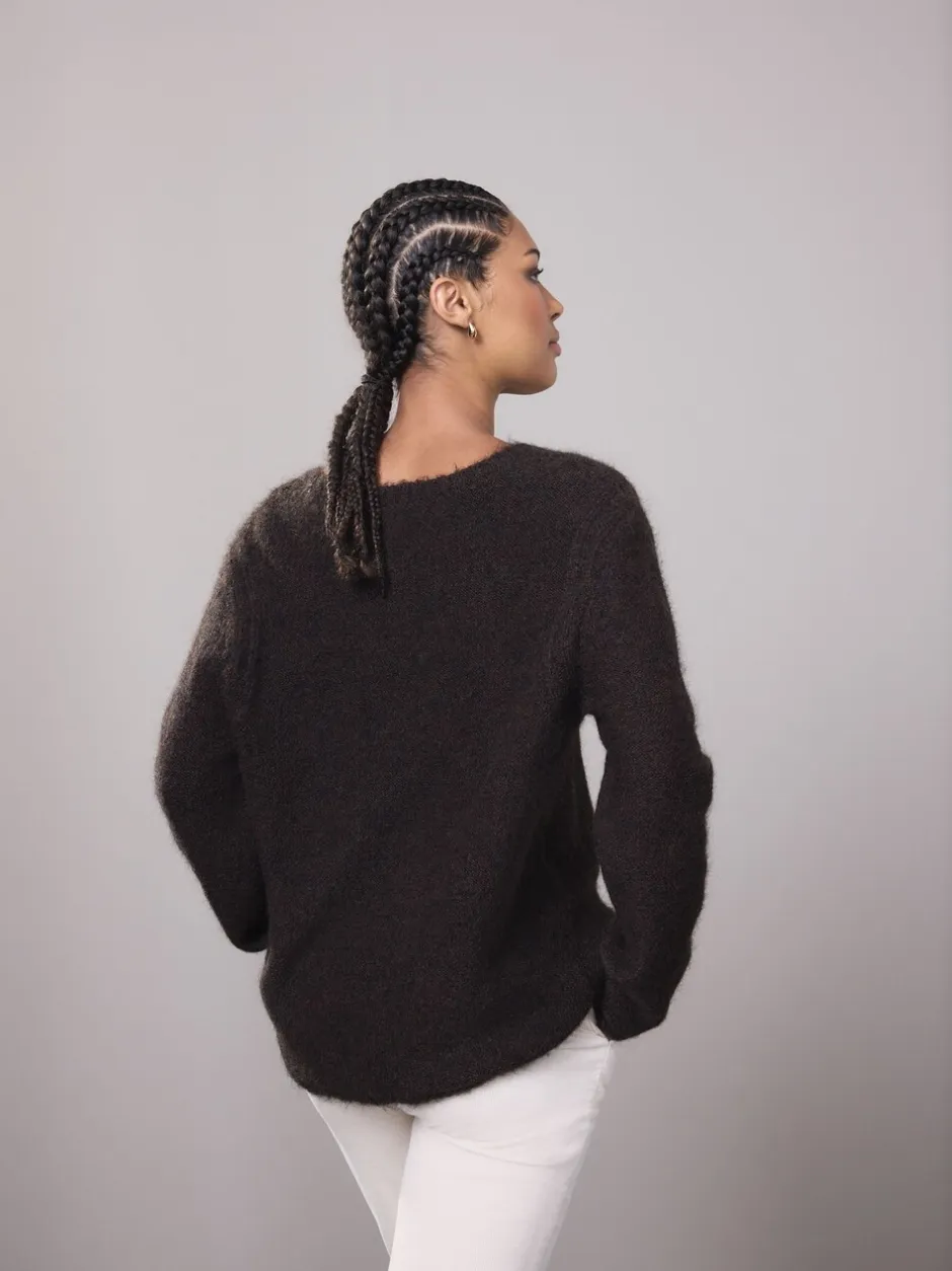 Gebreide Kleding*Next - Trui met ronde hals en wol Chocoladebruin