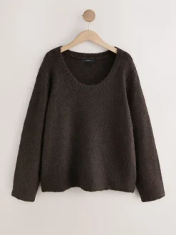 Gebreide Kleding*Next - Trui met ronde hals en wol Chocoladebruin