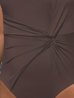 Badkleding|Next - Twist Scoop Buikcorrigerend badpak Chocoladebruin