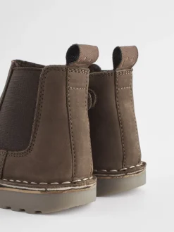 Boots|Next - Warm gevoerde leren Chelsea laarzen Chocoladebruin
