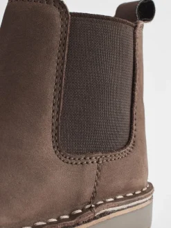 Boots|Next - Warm gevoerde leren Chelsea laarzen Chocoladebruin